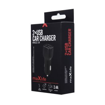 Autonabíjačka Maxlife MXCC-01 2 USB 2,4A čierna