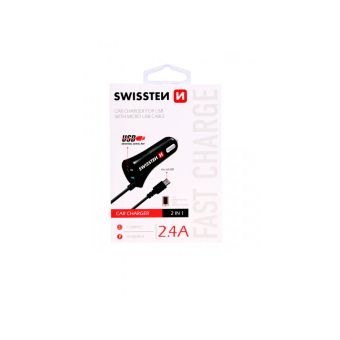 Autonabíjačka Swissten CL micro USB a 2,4A čierna