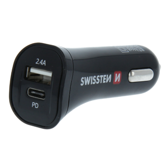 Adaptér Swissten Cl USB-C 2,4 A + kábel micro USB čierny