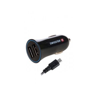 Autonabíjačka Swissten Cl micro USB 2,4 A + adaptér čierna