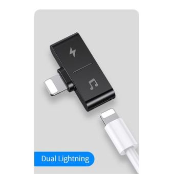 USAMS SJ384 Dual Lightning Dobíjecí & Audio Adapter Black (EU Blister) 