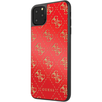 Plastové puzdro Guess na Apple iPhone 11 Pro Max GUHCN654GGPRE Double Layer Glitter červené