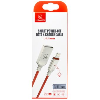 Kábel USAMS Lightning SJ418 Smart Power Off červeno-zlatý  (EU Blister)