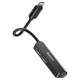 Adaptér z Lightning na 2x Lightning + Jack 3,5mm Baseus L52 čierny