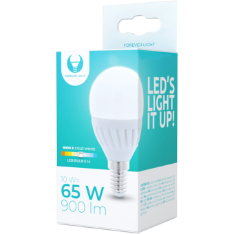 LED žiarovka E14 G45 10W 230V 6000K 1050lm ceramic Forever Light