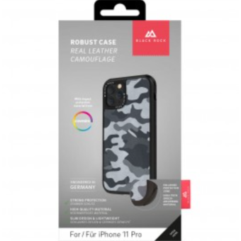 Odolné puzdro na Apple iPhone 11 Black Rock Robust Real Leather Camouflage sivé