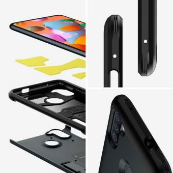 Plastové puzdro na Samsung Galaxy M11 M115 Spigen Tough Armor čierne