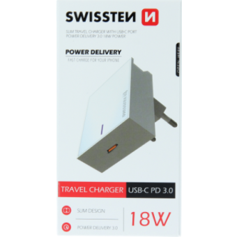 Nabíjací Adaptér Swissten USB-C Power Delivery 18W biely