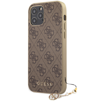 Puzdro Guess GUHCP12MGF4GBR na Apple iPhone 12/12 Pro 4G Charms hnedé