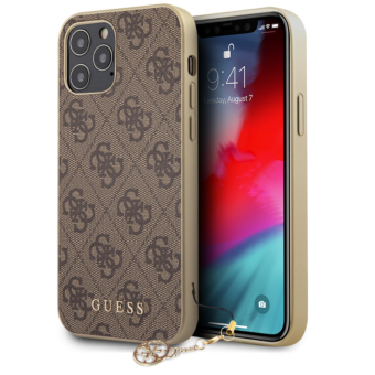 Puzdro Guess GUHCP12MGF4GBR na Apple iPhone 12/12 Pro 4G Charms hnedé