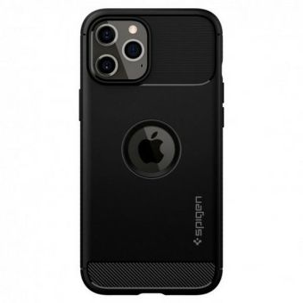 Silikónové puzdro na Apple iPhone 12/12 Pro Spigen Rugged Armor čierne
