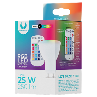 Smart žiarovka  Forever svetlo LED Bulb GU10 RGB + White 5W + RC Forever Light