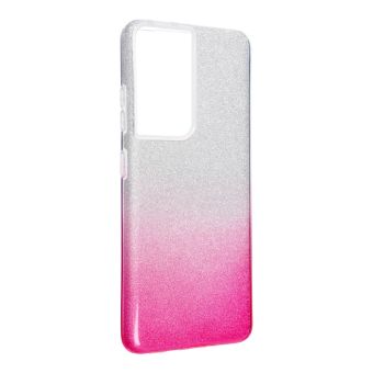 Silikónové puzdro na Samsung Galaxy S21 Ultra 5G Forcell Shining strieborno-ružové
