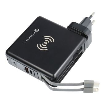 Forcell 5in1 Multifunction Charger 20W, microUSB/USB-C/lightning, powerbank 10000mAh, wireless charging 15W