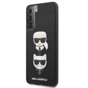 Puzdro Karl Lagerfeld KLHCS21MSAKICKCBK na Samsung Galaxy S21 Plus 5G Saffiano K&C Heads čierne