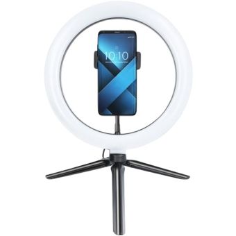 Lampa LED Ring Stream 10" s držiakom na telefón a statívom čierna