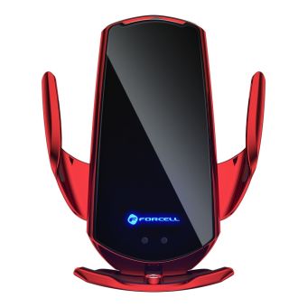 Držiak do auta s bezdrôtovým nabíjacím automatickým senzorom + magnetické adaptéry FORCELL HS1 15W červený
