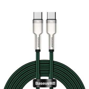 Dátový kábel Baseus Cafule Metal USB-C - USB-C 100W 2,0 m zelený
