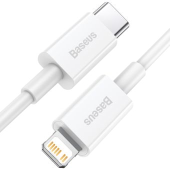 Dátový kábel Baseus Superior PD USB-C - Lightning 1,5 m 20W biely