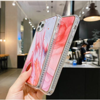 Plastové puzdro na Apple iPhone 12/12 Pro Watercolor ružovo modré 