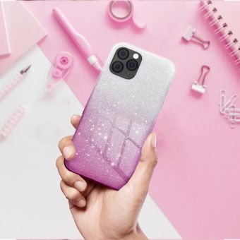 Silikónové puzdro na Apple iPhone 13 Pro Forcell Shining strieborno ružové