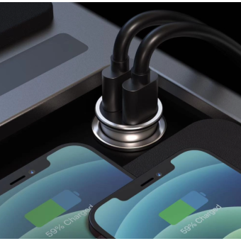 Autonabíjačka SWISSTEN USB QC 3.0 + USB-C (PD iPhone) 36W - strieborná