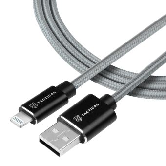 Kábel Tactical Fast Rope Aramid 028, USB-A na Lightning MFI, 1m, sivý