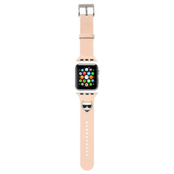 Náhradný remienok na Apple Watch 38/40mm Karl Lagerfeld KLAWLSLCP Choupette Head ružový