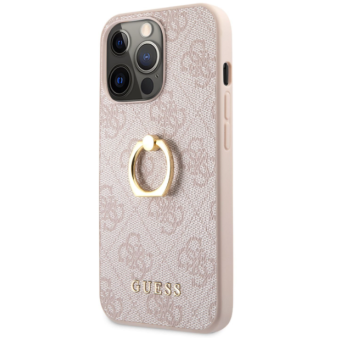 Plastové puzdro Guess na Apple iPhone 13 Pro GUHCP13L4GMRPI 4G Ring ružové