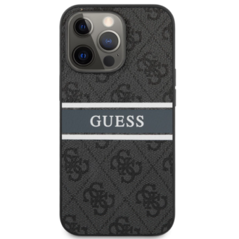 Plastové puzdro Guess na Apple iPhone 13 Pro GUHCP13L4GDGR 4G Printed Stripe sivé