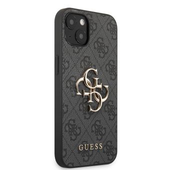 Plastové puzdro Guess na Apple iPhone 13 GUHCP13M4GMGGR 4G Metal Logo sivé