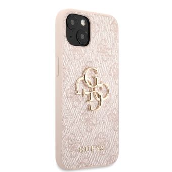 Plastové puzdro Guess na Apple iPhone 13 GUHCP13M4GMGPI PU 4G Metal Logo ružové