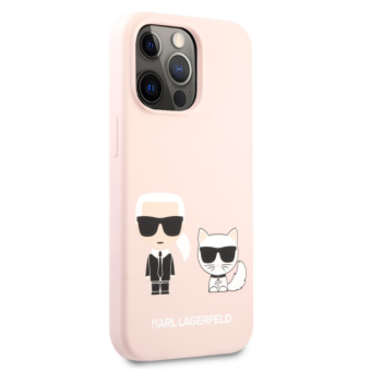 Silikónové puzdro Karl Lagerfeld na Apple iPhone 13 Pro KLHCP13LSSKCI Karl and Choupette Liquid ružové