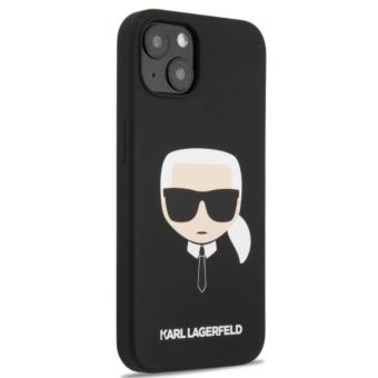 Silikónové puzdro Karl Lagerfeld na Apple iPhone 13 KLHCP13MSLKHBK Liquid Karl Head čierne
