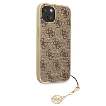 Plastové puzdro Guess na Apple iPhone 13 GUHCP13MGF4GBR 4G Charms hnedé
