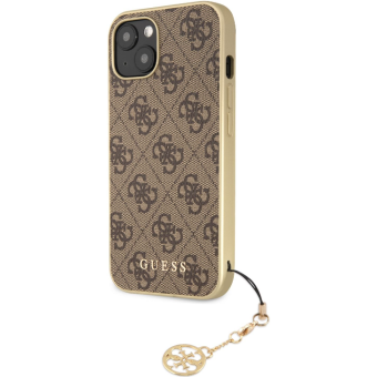 Plastové puzdro Guess na Apple iPhone 13 GUHCP13MGF4GBR 4G Charms hnedé