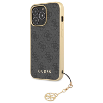 Plastové puzdro Guess na Apple iPhone 13 Pro Max GUHCP13XGF4GGR 4G Charms sivé
