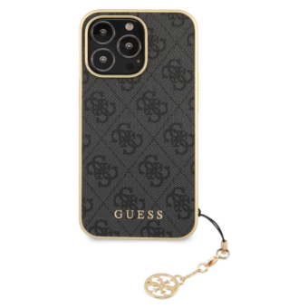 Plastové puzdro Guess na Apple iPhone 13 Pro Max GUHCP13XGF4GGR 4G Charms sivé