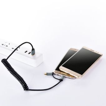 Kábel Choetech 2v1 USB a USB-C + micro USB strunový 1.2m čierny
