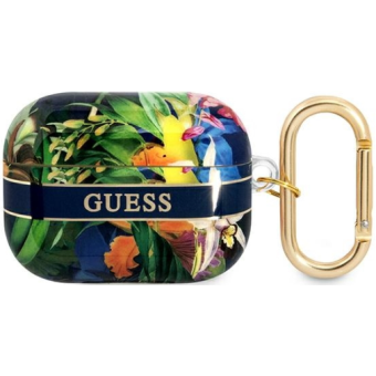 Silikónové puzdro Guess na Apple Airpods Pro GUAPHHFLB TPU Flower Print modré