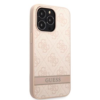 Plastové puzdro Guess na Apple iPhone 13 Pro Max GUHCP13XP4SNP PU 4G Stripe ružové