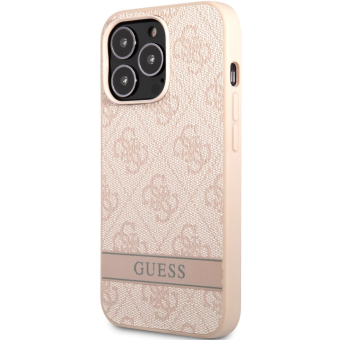 Plastové puzdro Guess na Apple iPhone 13 Pro Max GUHCP13XP4SNP PU 4G Stripe ružové