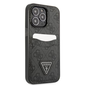 Plastové puzdro Guess na Apple iPhone 13 Pro GUHCP13LP4TPK 4G Saffiano Double Card čierne