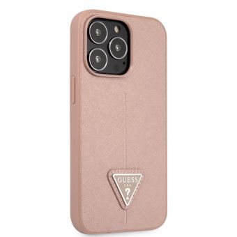 Plastové puzdro Guess na Apple iPhone 13 Pro GUHCP13LPSATLP PU Saffiano Triangle ružové