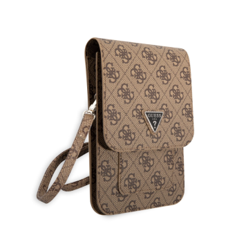 Univerzálne puzdro Guess na smartfón GUWBP4TMBR PU 4G Triangle Logo Phone Bag hnedé