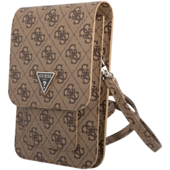 Univerzálne puzdro Guess na smartfón GUWBP4TMBR PU 4G Triangle Logo Phone Bag hnedé