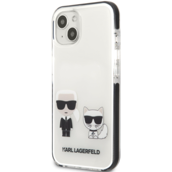 Plastové puzdro Karl Lagerfeld na Apple iPhone 13 KLHCP13MTPEKCW Karl Lagerfeld and Choupette TPE biele