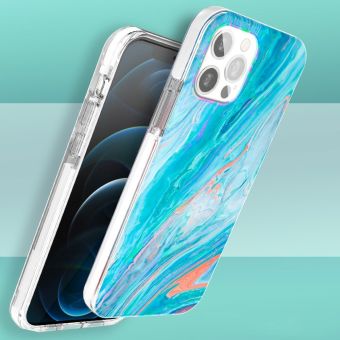 Zadné puzdro na Apple iPhone 12 Pro Max Kingxbar Watercolour ružovo-zelené