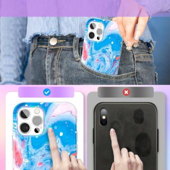 Zadné puzdro na Apple iPhone 12 Pro Max Kingxbar Watercolour modro-ružové