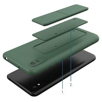 Silikónové puzdro na Xiaomi Redmi 9C Kickstand modré